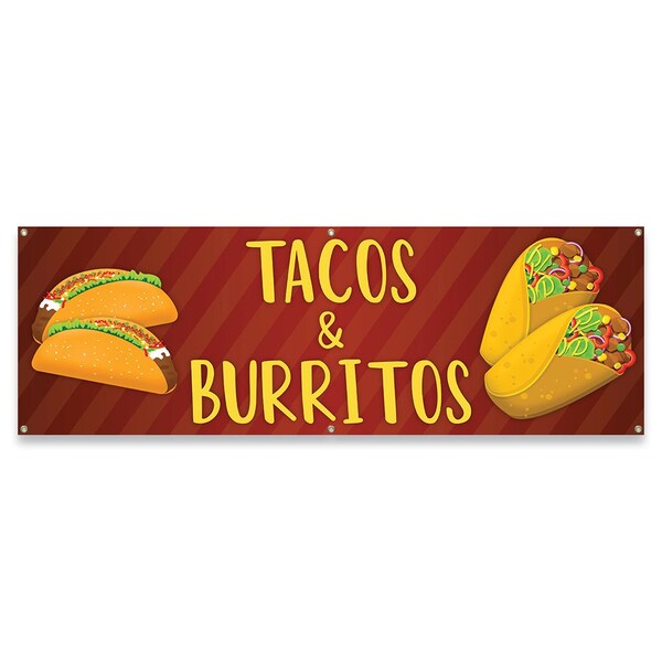 Tacos & Burritos Banner Concession Stand Food Truck Single Sided